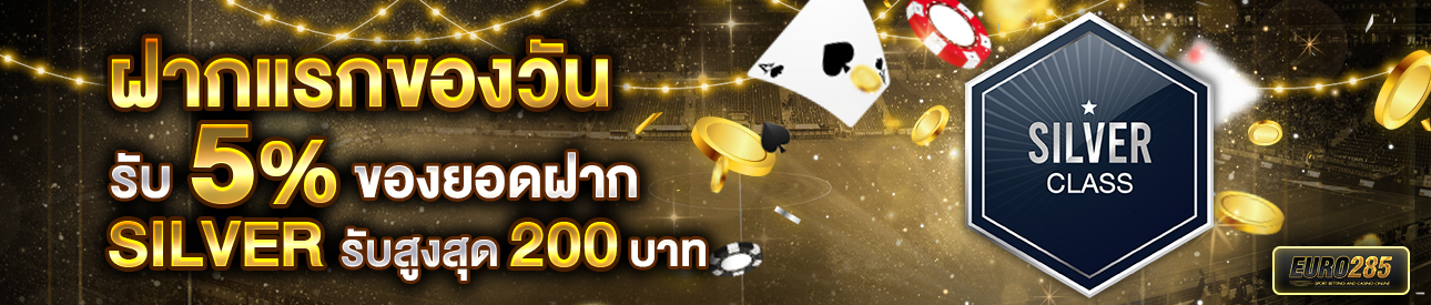 บาคาร่า คาสิโน สล็อตออนไลน์ โปรโมชั่นฝากยอดแรกของวันระดับ SILVER รับฟรี 5%